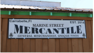 Sign for Marine Street Mercantile formerly Carrabelle Corner